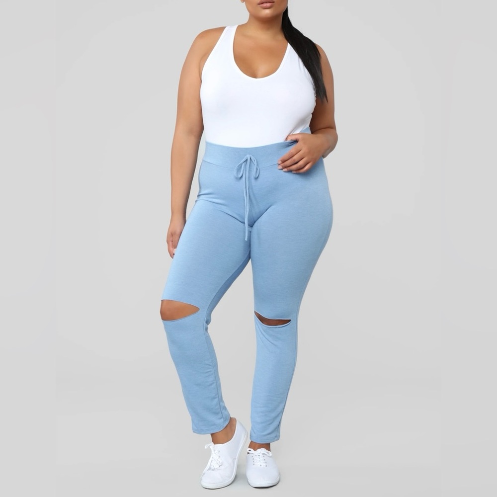 Cutout Legging Pants w/ Drawstring